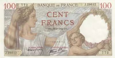 France 100 Francs - Sully - 19-03-1942 - S�rie J.29612