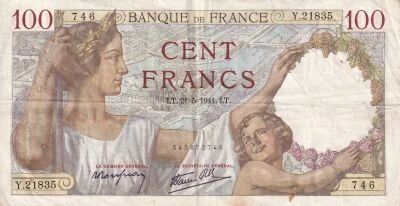 France 100 Francs - Sully - 21-5-1941 - Y.21835