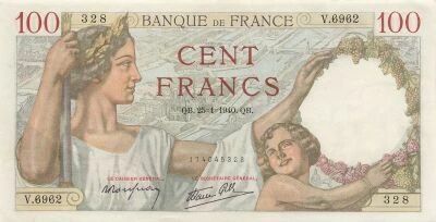 France 100 Francs - Sully - 25-01-1940 - S�rie V.6962