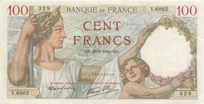 France 100 Francs - Sully - 25-01-1940 - S�rie V.6962