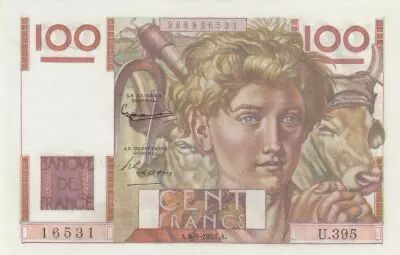 France 100 Francs - Young Farmer - 06-09-1951 - Serial U.395