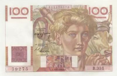 France 100 Francs - Young Farmer - 19-05-1949 - Serial B.331