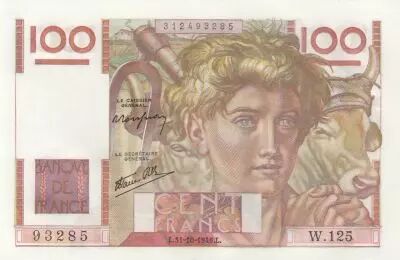 France 100 Francs - Young farmer - 31-10-1946 - Serial W.125