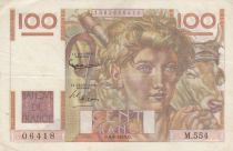 France 100 Francs - Young farmer - Inverse watermark -  06-08-1953 - Serial M.554 - P.128