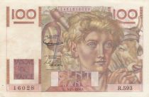 France 100 Francs - Young farmer - Reversed watermark - 01-04-1954 - Serial R.593 - P.128