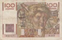 France 100 Francs - Young Peasant - Inverted Watermark - 06-08-1953 - Series D.552