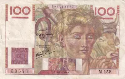 France 100 Francs, Jeune Paysan - 19-12-1946 - S�rie M.159