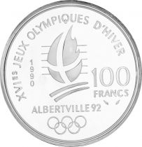 France 100 Francs 1990 - Olympic Games Albertville 1992 Bobsleigh - Silver BE