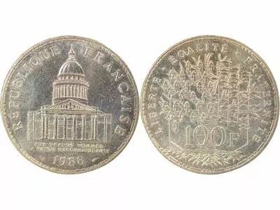 France 100 Francs Argent, Panth�on  - 1988 Pessac