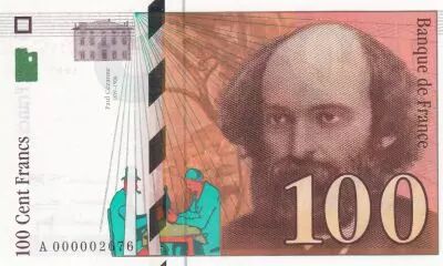 France 100 Francs Cezanne - 1997 A000002676 small number