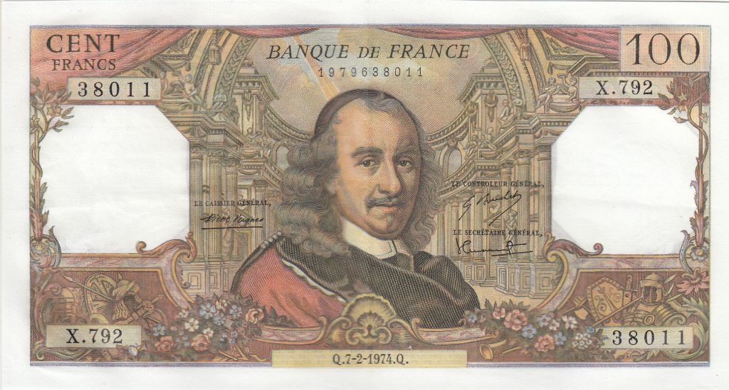 Banknote France 100 Francs Corneille 07 02 1974 Serial 