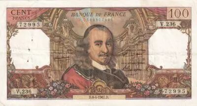 France 100 Francs Corneille - 1967-04-06 - Serial V.236