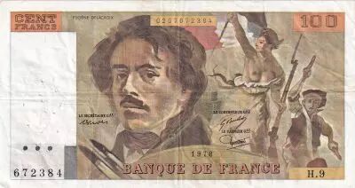 France 100 Francs Delacroix - 1978 - Serial H.9 - Fay.69.1h