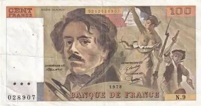 France 100 Francs Delacroix - 1978 - Serial N.9 - Fay.69.1h
