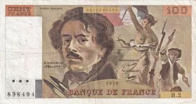 France 100 Francs Delacroix - 1978 - S�rie H.2 - Fay.68.01