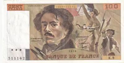 France 100 Francs Delacroix - 1978 - S�rie K.9 - Fay.69.1h