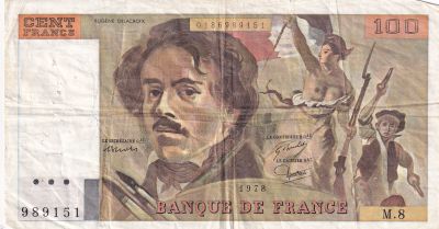 France 100 Francs Delacroix - 1978 - Srie M.8 - Fay.69.1f