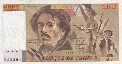 France 100 Francs Delacroix - 1978 - S�rie M.9 - Fay.69.1h