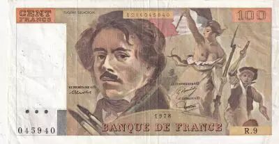 France 100 Francs Delacroix - 1978 - S�rie R.9 - Fay.69.1h