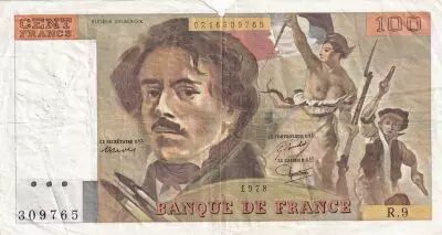France 100 Francs Delacroix - 1978 - S�rie R.9 - Fay.69.1h