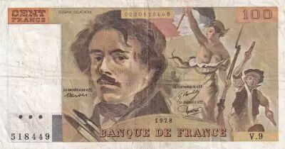 France 100 Francs Delacroix - 1978 - S�rie V.9 - Fay.69.1h