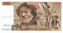 France 100 Francs Delacroix - 1978 Serial G.8 - Large watermark - VF