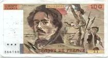 France 100 Francs Delacroix - 1978 Serial J.1 - P.153 - F to VF
