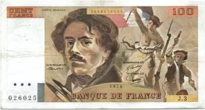 France 100 Francs Delacroix - 1978 Serial J.3 - P.153 - F+