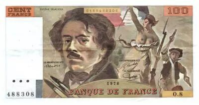 France 100 Francs Delacroix - 1978 Serial O.8 - Large watermark - VF
