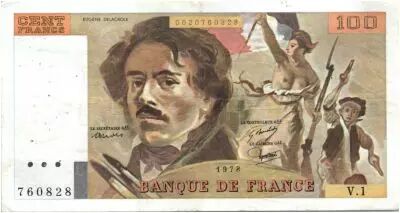 France 100 Francs Delacroix - 1978 Serial V.1 - P.153 -  VF