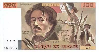 France 100 Francs Delacroix - 1978 Serial W.4