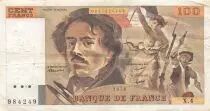 France 100 Francs Delacroix - 1978 Serial X.4 - Hatched - VF