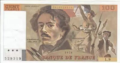 France 100 Francs Delacroix - 1978 S�rie L.9 - Petit filigrane