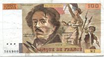 France 100 Francs Delacroix - 1978 Série W.2 - Non Hachuré - TB +