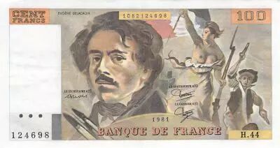 France 100 Francs Delacroix - 1981 Serial H.44 - XF