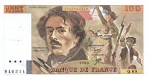 France 100 Francs Delacroix - 1983 TTB Hachuré