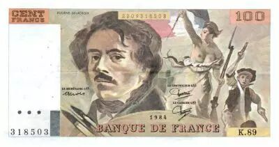 France 100 Francs Delacroix - 1984 Serial K.89 - VF
