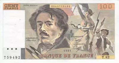 France 100 Francs Delacroix - 1984 Serial T.82 - XF