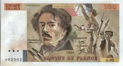 France 100 Francs Delacroix - 1985 Serial G.93 - AU
