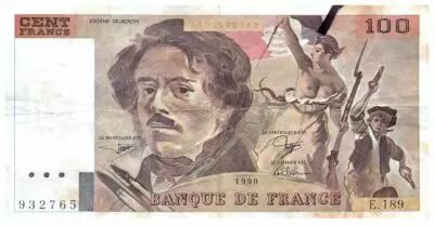 France 100 Francs Delacroix - 1990 Serial E.189 - F to VF