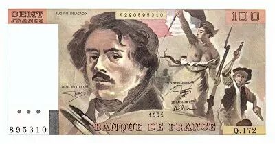 France 100 Francs Delacroix - 1991 - Serial Q.172 - Little watermark - Fay.69bis.03a4