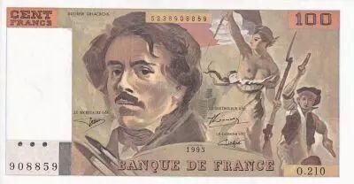 France 100 Francs Delacroix - 1993 Serial O.210