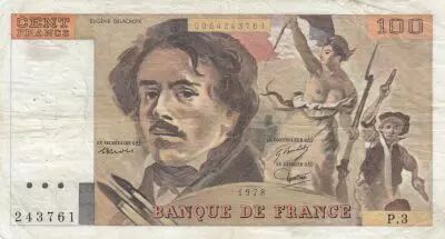 France 100 Francs Delacroix 1978 - Serial P.3