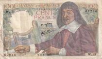 France 100 Francs Descartes - 15-05-1942 - S&eacute;rie W.13