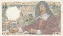 France 100 Francs Descartes - 20-07-1944 Serial R.104 - aUNC