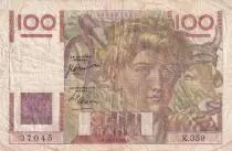 France 100 Francs Farmer - 24-08-1950 - Serial  K.359 - VF