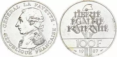 France 100 Francs G�n�ral La Fayette - 1987 Argent