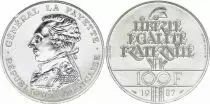 France 100 Francs G&eacute;n&eacute;ral La Fayette, Pi&eacute;fort - 1987 - Argent - Sans boite ni certificat - Frappe BU