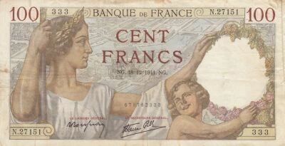 France 100 Francs Jacques Coeur - 18-12-1941 - Series N.27151