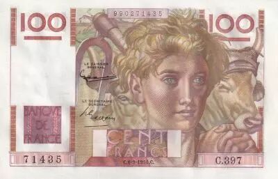 France 100 Francs Jeune Paysan - 06-09-1951 - S�rie C.397